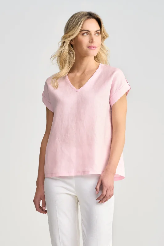 Linen Mix V-Neck T-Shirt